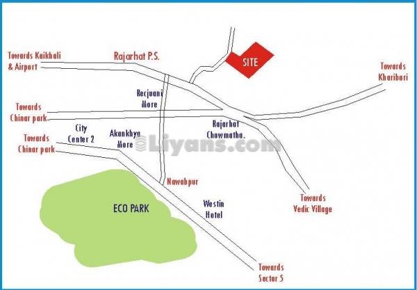 Location Map of 3 Bhk Flat For Sale In Rajarhat, Kolkata.